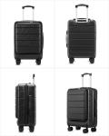Carry On Luggage with Laptop Compartment, H1F 22x14x9 Airline Approved Front Pocket Hardside Suitcase with Spinner Wheels, TSA Lock, Includes Tote Bag（FX-Lite,Black,3 Piece Sets）