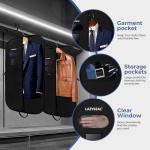 LAZYSEAL 2Pcs Garment Bag for Travel 43-Inch Waterproof Dustproof Suit Luggage Bag Unisex Suit Bag Durable 600D Oxford Fabric 2-in-1 Hanging Suitcase Clothes Storage for Suits, Dresses (Premium)