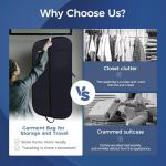 LAZYSEAL 2Pcs Garment Bag for Travel 43-Inch Waterproof Dustproof Suit Luggage Bag Unisex Suit Bag Durable 600D Oxford Fabric 2-in-1 Hanging Suitcase Clothes Storage for Suits, Dresses (Premium)