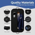 LAZYSEAL 2Pcs Garment Bag for Travel 43-Inch Waterproof Dustproof Suit Luggage Bag Unisex Suit Bag Durable 600D Oxford Fabric 2-in-1 Hanging Suitcase Clothes Storage for Suits, Dresses (Premium)
