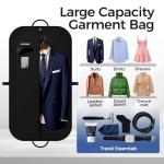 LAZYSEAL 2Pcs Garment Bag for Travel 43-Inch Waterproof Dustproof Suit Luggage Bag Unisex Suit Bag Durable 600D Oxford Fabric 2-in-1 Hanging Suitcase Clothes Storage for Suits, Dresses (Premium)