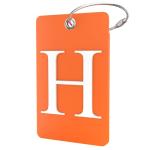 Shacke Luggage Tag Initial – Fully Bendable Tag w/Stainless Steel Loop - Orange (Letter H)