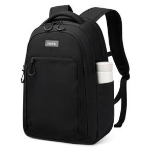 HanTrip Travel Laptop Backpack for Women Men, 18 Inch Large Work Backpack for Commuter College School Book Bags, Water Resistant Backpack with Luggage Strap Water Bottle Pocket Chest Strap, Black