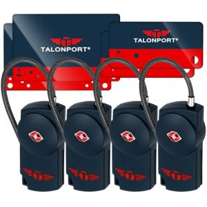 Talonport Keyless Luggage Locks TSA Approved, No Combination Needed, Lifetime Card Keys, Durable Metal Suitcase Lock for Travel Essentials & Checked Bags (4 Pack, Blue)