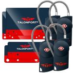 Talonport Keyless Luggage Locks TSA Approved, No Combination Needed, Lifetime Card Keys, Durable Metal Suitcase Lock for Travel Essentials & Checked Bags (4 Pack, Blue)