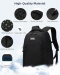 HanTrip Travel Laptop Backpack for Women Men, 18 Inch Large Work Backpack for Commuter College School Book Bags, Water Resistant Backpack with Luggage Strap Water Bottle Pocket Chest Strap, Black
