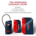 Talonport Keyless Luggage Locks TSA Approved, No Combination Needed, Lifetime Card Keys, Durable Metal Suitcase Lock for Travel Essentials & Checked Bags (4 Pack, Blue)