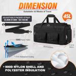 RAINSMORE Gym Bag for Men, 45L Sports Duffel Bag with Shoe Compartment Gym Backpack Carry On Weekender Bag Overnight Backpack Carry On,Black