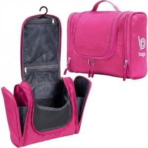 Bago Travel Toiletry Bag for Women and Men - Large Waterproof Hanging Large Toiletry Bag for Bathroom and Travelling Bag for Toiletries Organizer - Travel Makeup Bag (Pink)