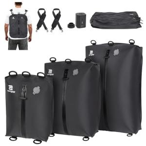 ESCRODOI Vacuum Bags for Travel with Pump, 3-Size Set Reusable Vacuum Compression Bags for Luggage, Space Saver IP67 Waterproof Vacuum Packing Cubes for Suitcase&Backpack, Black