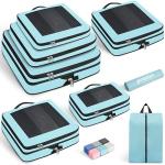 Prezon 8 Set/6 Set/4 Set Compression Packing Cubes for Travel, Lightweight Vacation Travel Essentials, Accessories for Suitcase Organizer Bags Set, Durable Luggage Organizer （8-Square-blue）