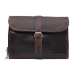 Autentico Leather Genuine Buffalo Leather Hanging Toiletry Bag with Waterproof Lining for Men & Women Handcrafted Vintage Distressed Brownn Leather Dopp Kit, Travelling Kit (Distress Brown)