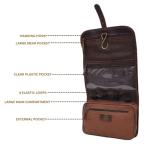 Autentico Leather Genuine Buffalo Leather Hanging Toiletry Bag with Waterproof Lining for Men & Women Handcrafted Vintage Distressed Brownn Leather Dopp Kit, Travelling Kit (Distress Brown)