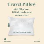 ComfyDown Goose Down Travel Pillow - Filled with 800 Fill Power European Goose Down, Egyptian 300 Thread Count 100% Cotton Cover for Plane car & Home - Made in USA (12x16)