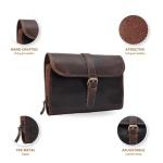 Autentico Leather Genuine Buffalo Leather Hanging Toiletry Bag with Waterproof Lining for Men & Women Handcrafted Vintage Distressed Brownn Leather Dopp Kit, Travelling Kit (Distress Brown)