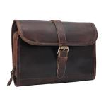 Autentico Leather Genuine Buffalo Leather Hanging Toiletry Bag with Waterproof Lining for Men & Women Handcrafted Vintage Distressed Brownn Leather Dopp Kit, Travelling Kit (Distress Brown)