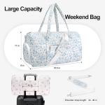 Gym Bag for Women, Cute Duffle Bag, Quilted Duffle Bag for Travel, Floral Duffle Bags, Weekend Bag with Zipper Pocket Dance Bag Organizer