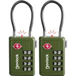 TSA Approved Luggage Locks | Inspection Indicator, 4-Digit Combination, Durable Zinc Alloy | for Suitcases, Backpacks, Travel Bags | Green, 2-Pack