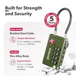 TSA Approved Luggage Locks | Inspection Indicator, 4-Digit Combination, Durable Zinc Alloy | for Suitcases, Backpacks, Travel Bags | Green, 2-Pack