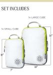 TRIPPED Travel Gear Compression Packing Cubes for Travel - Luggage and Backpack Organizer Packaging Cubes for Clothes (White and Green, 2 Piece Set)