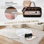 RAINSMORE Garment Bags for Travel Women Convertible Garment Duffle Bag for Hanging Clothes, Large Carry On Garment Bag with Shoe Bag & Wet Pocket, Foldable Dress Suit Business Travel Weekender Bags
