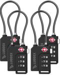 LUGGEX TSA Locks for Luggage, Suitcase Locks TSA Approved, Luggage Locks, Ease of Use & Durable(Black,4 Pack)