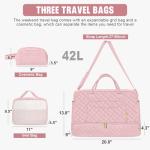 Travel Duffle Bag, Weekender Bags for Women with Shoe Compartment & Wet Toiletry Pocket , Carry on Overnight Hospital Bag for Woman Labor Delivery, Gym, Trip, Ideal Christmas Gift for Women Pink