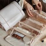 YDR Cosmetic Bag Foldable with Divider,Capacity Travel Makeup Bag for Women Portable Pouch Makeup Organizer Toiletry Bag Makeup Case