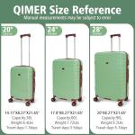 QIMER 20 Inch Carry on Luggage 22x14x9 Airline Approved Green PC Hardside Double Spinner Wheels Lightweight Suitcase TSA Lock Travel for Men and Women