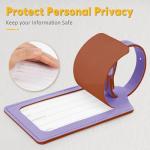 Travelambo Luggage Tags for Suitcases Faux Leather Privacy Protection 2 Pack Bag Tags Travel Accessories Essential, Classic Purple