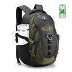 Swissdigital Design Laptop Backpack with USB Charging Port, Travel Backpack Fits 15.6 inches Computer, 31L College School Backpack for Men, Olive/Black | SD803-26
