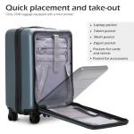 Coolife Luggage Suitcase Piece Carry On ABS+PC Spinner Trolley with pocket Compartmnet(Night navy, 20in(carry on))