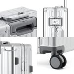 VATILIN 20 Inch All Aluminum Carry On Luggage 22x14x9 Airline Approved with Spinner Wheels,Hard Shell Zipperless Lightweight Small Suitcase with TSA Approved for Travel Business Women Men,Black