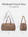 Quilted Travel Duffle Bag for Women Weekender Bag Large Puffer Overnight Bags Soft Puffy Duffel Bag Carry on Gym Bag Lightweight Personal Item Travel Bag for Trips Business Sport Airplane (Khaki)