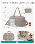 BAGSMART Gym Bag for Women, Lightweight Puffer Duffle Bag 2-PC Travel Bag, 31L Weekender Overnight Bag Quilted Carry On Tote Bag, Diaper Hospital Dance bag for Travel, Gym, Water Resistant, Camel