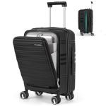 RAINSMORE Expandable Carry on Luggage 20 Inch, Airline Approved Carry on Suitcase with Front Pocket&Laptop Compartment, Hardshell Rolling Travel Luggage with Spinner Wheels,Black