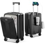 CASELLY Carry on Luggage Top opening Suitcases, Expandable with Cup Holder and USB Charging Port,Lightweight with Front Pocket Rolling Suitcases with Spinner Wheels