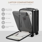 CASELLY Carry on Luggage Top opening Suitcases, Expandable with Cup Holder and USB Charging Port,Lightweight with Front Pocket Rolling Suitcases with Spinner Wheels