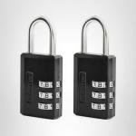 Master Lock Black Combination Padlock, Indoor Gym Locker Lock with Customizable 3-Digit Code for Luggage, Backpacks, Cabinets, 2 pk, 647EC2