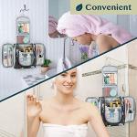 PAVILIA Toiletry Bag Travel Bag for Women Men, Hanging Cosmetic Organizer, Water Resistant Makeup Bag for Accessories Toiletries, Large Travel Essentials Kit (Floral Grey)