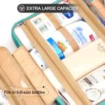 COOSKY Travel Hanging Toiletry Bag for Women, Cruise Ship Essentials, with Jewelry Organizer, Extra Large Makeup Dopp Kit, Waterproof Cosmetic Bags, Toiletries Kit Set with Trolley Belt, Blue