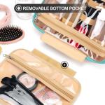 COOSKY Travel Hanging Toiletry Bag for Women, Cruise Ship Essentials, with Jewelry Organizer, Extra Large Makeup Dopp Kit, Waterproof Cosmetic Bags, Toiletries Kit Set with Trolley Belt, Blue