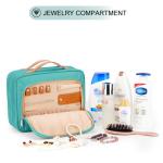 COOSKY Travel Hanging Toiletry Bag for Women, Cruise Ship Essentials, with Jewelry Organizer, Extra Large Makeup Dopp Kit, Waterproof Cosmetic Bags, Toiletries Kit Set with Trolley Belt, Blue