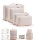 9 Set Packing Cubes for Travel, Gifts for Women Mom Kids, TSA Approved Bags for Makeup, Cosmetic, Toiletry, Organizer for Suitcase Carry On, Cruise Essentials Airplane Accessories, Beige