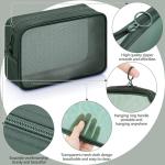 Weewooday 4 Pcs Mesh Makeup Bag Mesh Cosmetic Bag Travel Toiletry Pouch with Zipper Mini Makeup Cosmetic Purse for Daily Accessory(Small, Large, Medium,Olive Green)