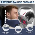 SKYTRAX COMF® Premium Ergonomic Memory Foam Travel Neck Pillow, Washable Cooling Ice Silk Cover, Firm Neck Support for Airplane Long Flights & Pain Relief, with Portable Carry Case (Navy Blue)
