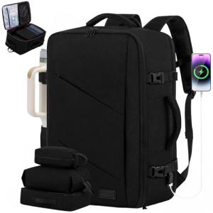 LOVEVOOK Travel Carry on Backpack, Large 40L Personal Item Travel Bag for Men & Women Flight Approved with 3 Packing Cubes, Suitcase Water Resistant Luggage Daypack Business Weekender Bag, Black