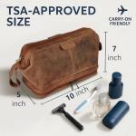 Leather Toiletry Bag for Men - Travel Gift Shaving Dopp Kit - Bathroom Shower Organizer - Cosmetic Makeup Bag for Women