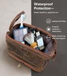Leather Toiletry Bag for Men - Travel Gift Shaving Dopp Kit - Bathroom Shower Organizer - Cosmetic Makeup Bag for Women