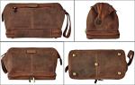 Leather Toiletry Bag for Men - Travel Gift Shaving Dopp Kit - Bathroom Shower Organizer - Cosmetic Makeup Bag for Women